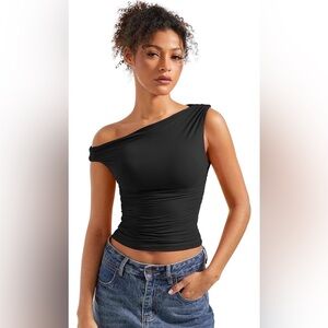 SUUKSESS Women Off Shoulder Sleeveless Y2K Going Out Crop Tank Top